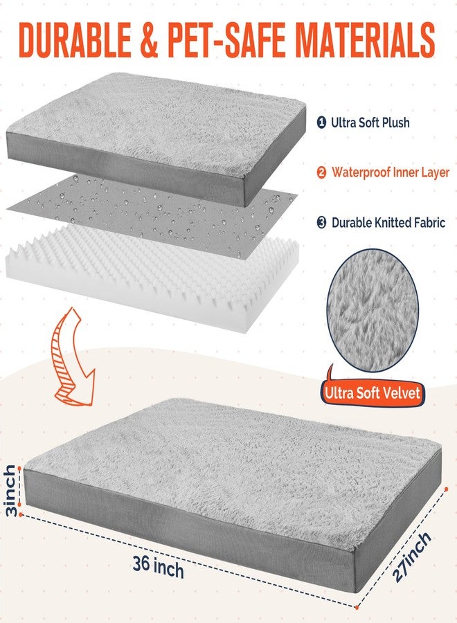 Simple Trending Orthopedic Dog Bed for Large Dogs, Egg Crate Foam & Removable Cover, Washable Pet Bed, 36 x 27 Inch, Gray - Image 3